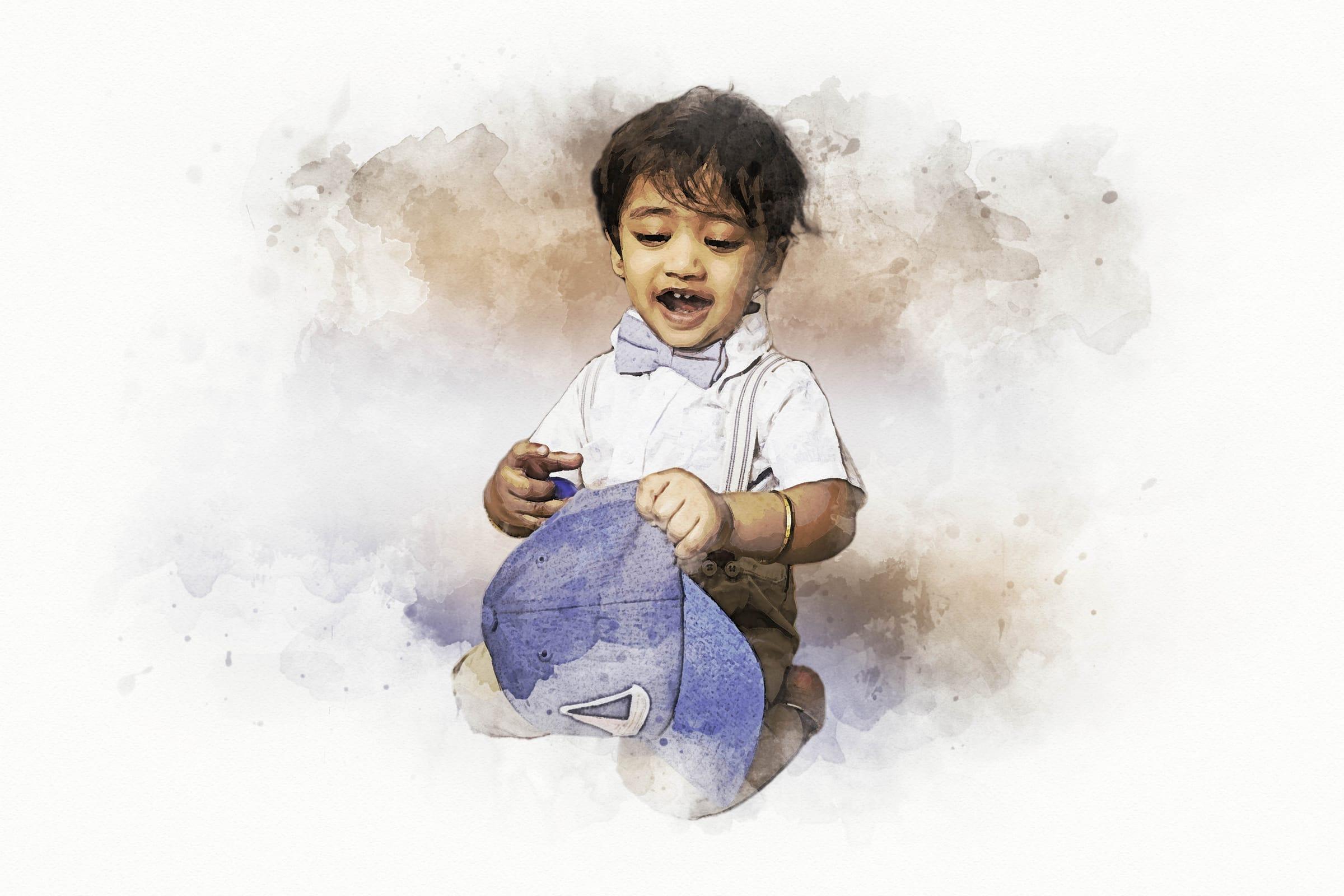 Fine-art painted portrait of a toddler, artistic family photography